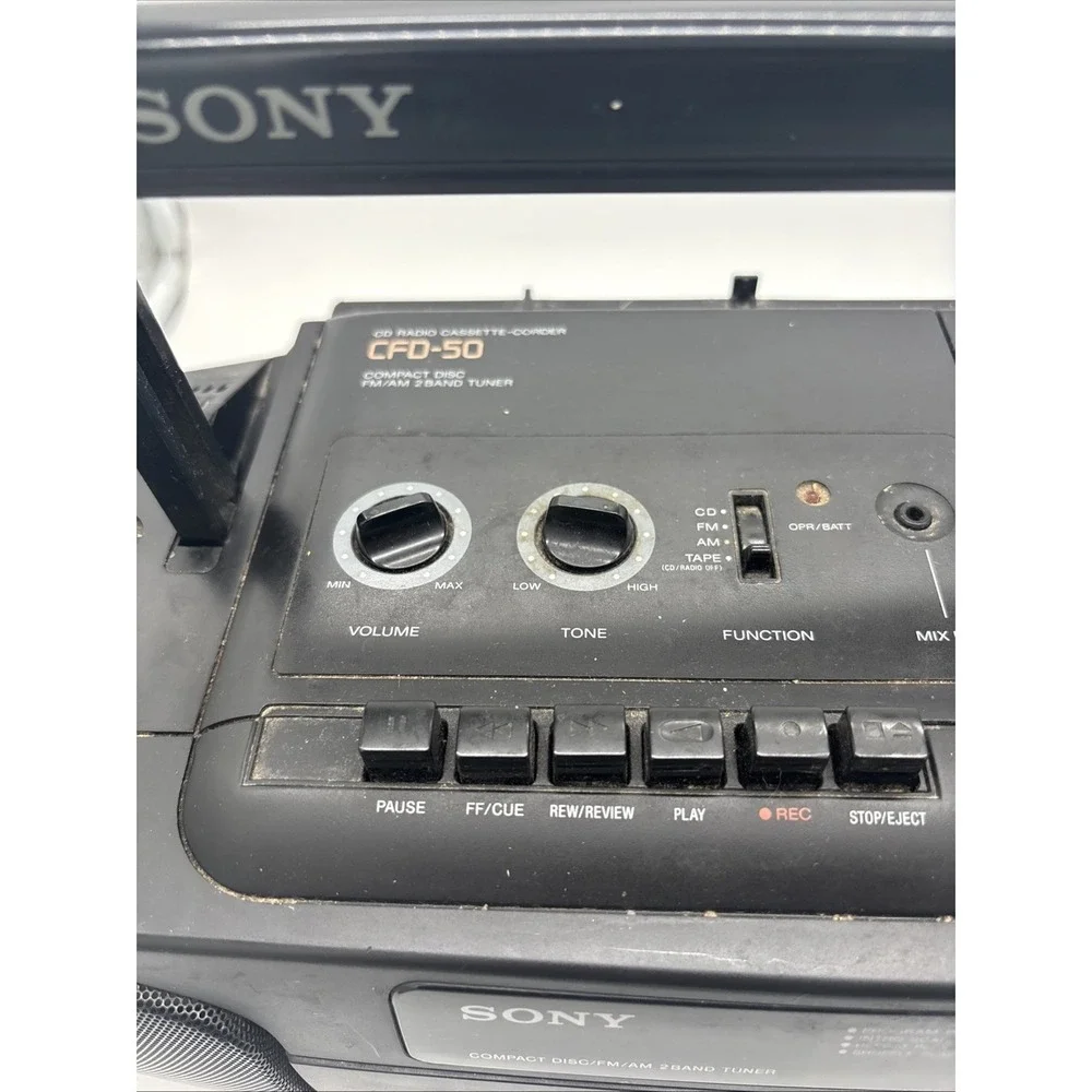 Sony CFD-50 Vintage CD Player  AM/FM Radio Tested. Tape Needs Repair